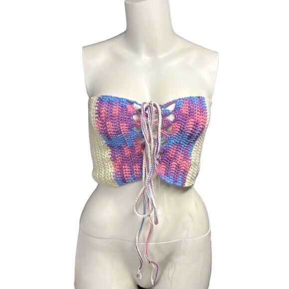 Hand crochet corset style top - Picture 1 of 4